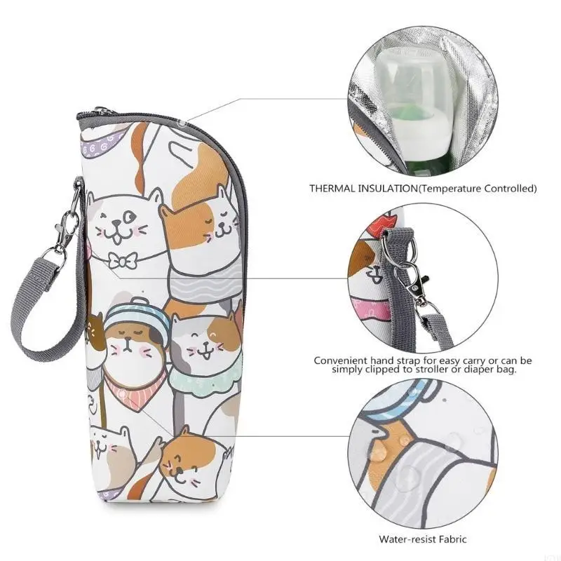 Bolsa portátil para biberones D7YD, Estuche Viaje con diseño aislado, organizador botellas leche para viajes y aire - imagen 5
