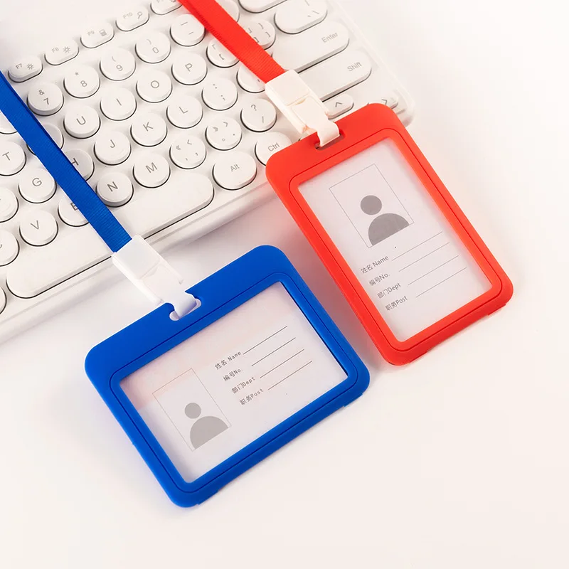 Portatarjetas de identificación de Color, portatarjetas con cordón, funda de identificación, doble claridad, exposición de negocios, correa escolar, colgar en el cuello - imagen 4