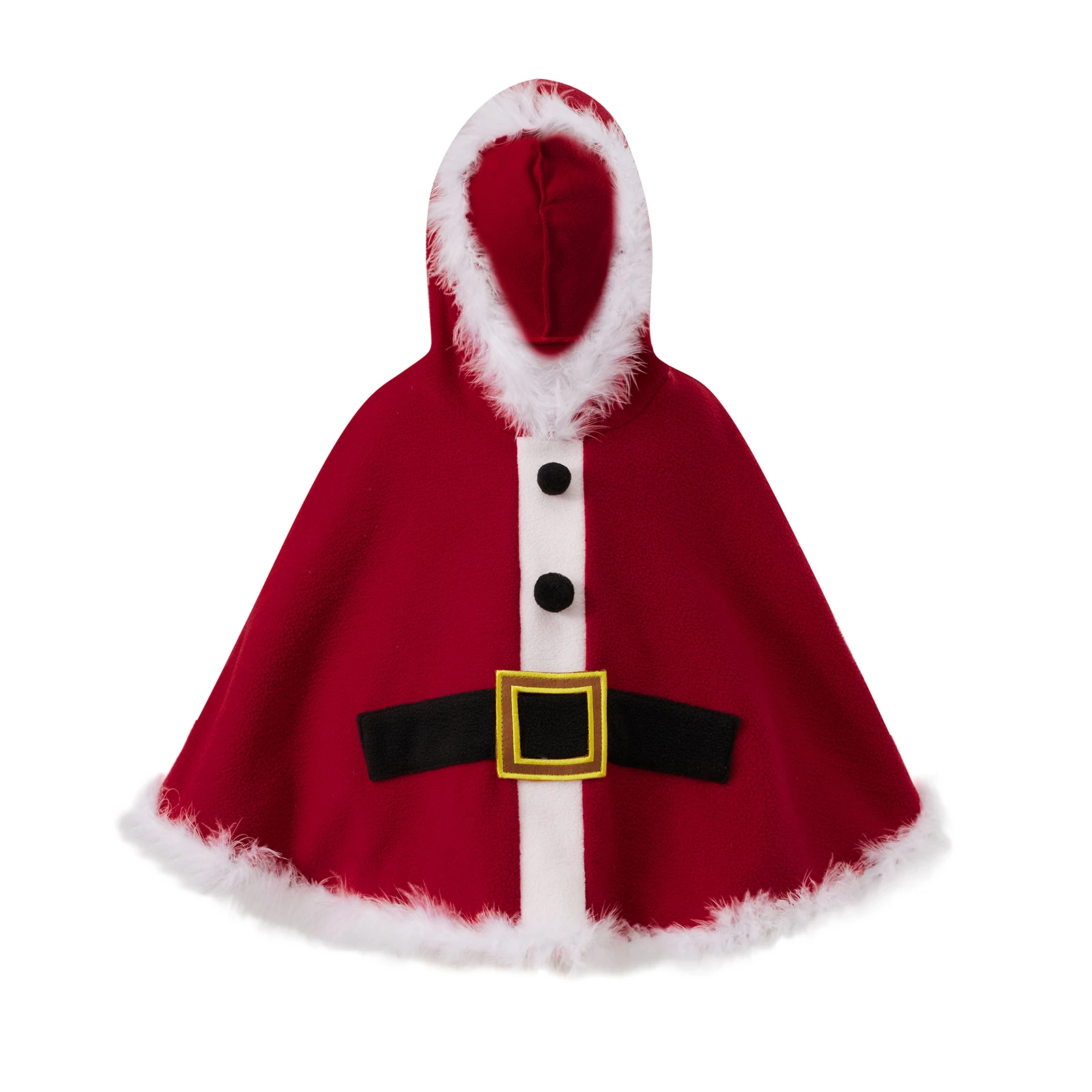 SUNSIOM Capa navideña con capucha para bebé, capa roja de piel, disfraz de Papá Noel de manga larga, ropa de invierno para recién nacido