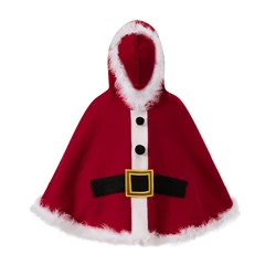 SUNSIOM Capa navideña con capucha para bebé, capa roja de piel, disfraz de Papá Noel de manga larga, ropa de invierno para recién nacido