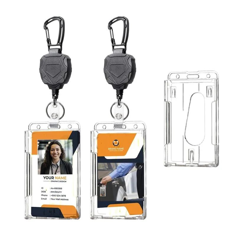 Clip para carrete de insignia, cubierta para tarjeta de crédito, funda para tarjeta de autobús, soporte retráctil para insignia, Clip para insignia, soporte de identificación resistente - imagen 2