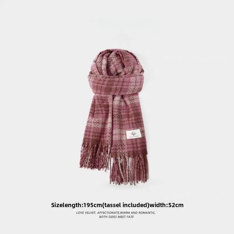 2025 Nueva bufanda a cuadros para niñas: ambiente coreano, cálida para otoño e invierno, lindo y versátil calentador de cuello suave de estilo pijo. - imagen 4