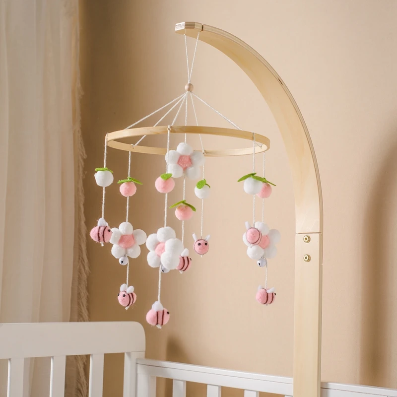 Sonajero madera con campana para cuna bebé – Juguete educativo - imagen 2