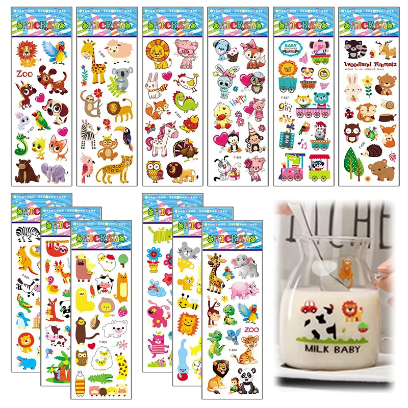 6 ~ 24 Uds. Pegatinas de papelería para niños, suministros para estudiantes de estilo Animal de dibujos animados, recompensa en el aula, reutilizable para regalo de Navidad TMZ