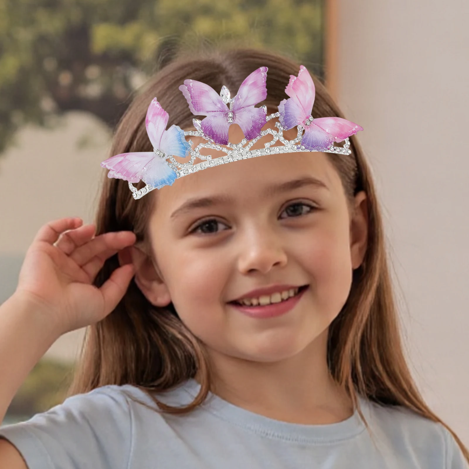 Diadema de corona para niñas pequeñas con brillantes de fiesta - imagen 3