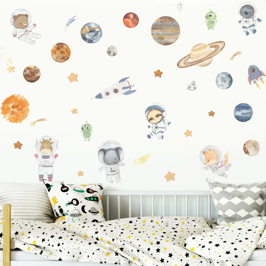 Pegatinas pared estrellas astronauta sistema Solar para habitación niño - imagen 3