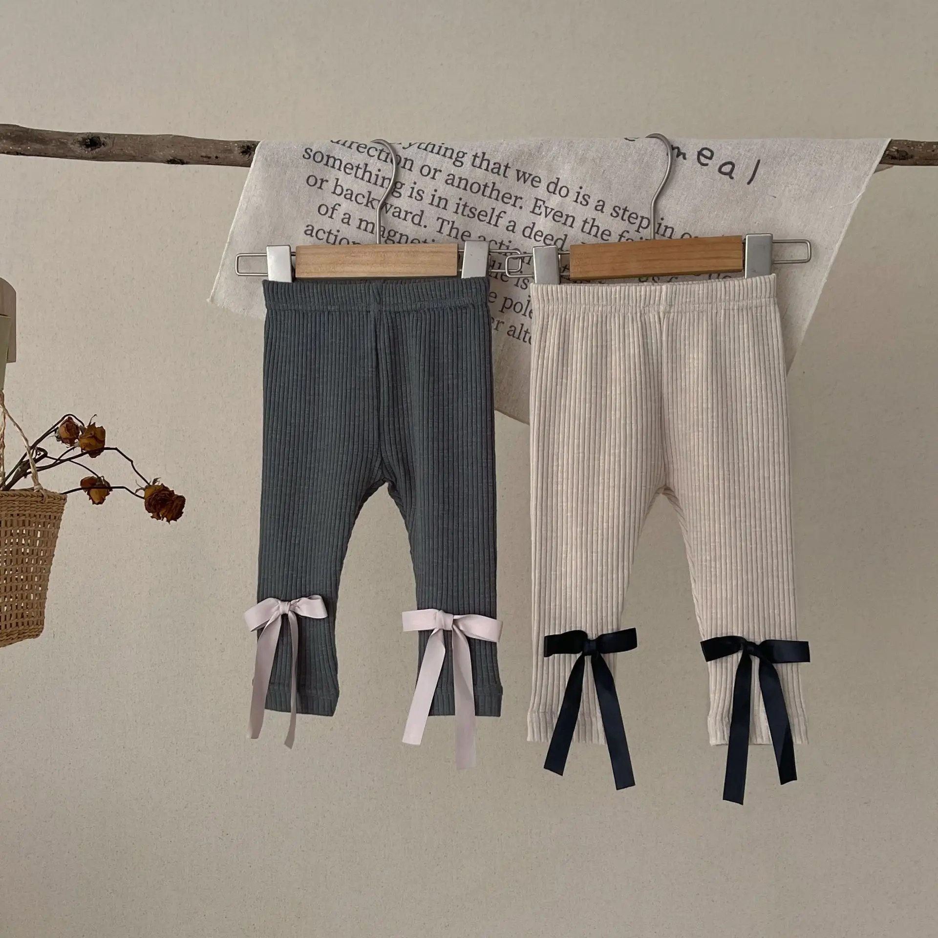 Ropa para recién nacidos, pantalones para bebé, mallas con lazo para primavera y otoño, pantalones ajustados para bebé de 0 a 2 años, pantalones para niña