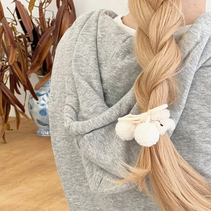 Lazos de cabello con pompones y flores - Kawaii niñas - imagen 3