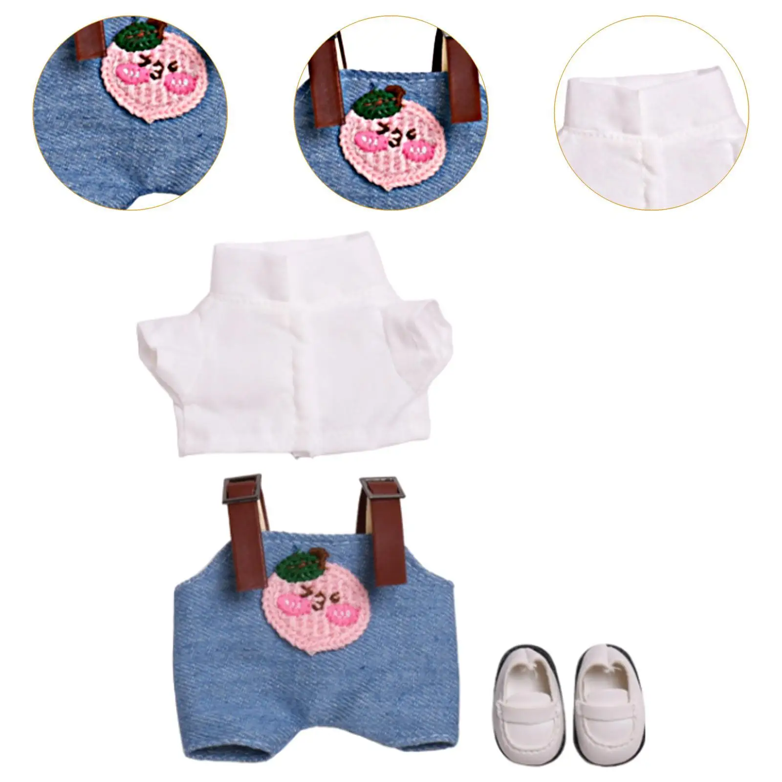 15cm 17cm Doll Apparel for Plush Figures, Outfit Set with Footwear