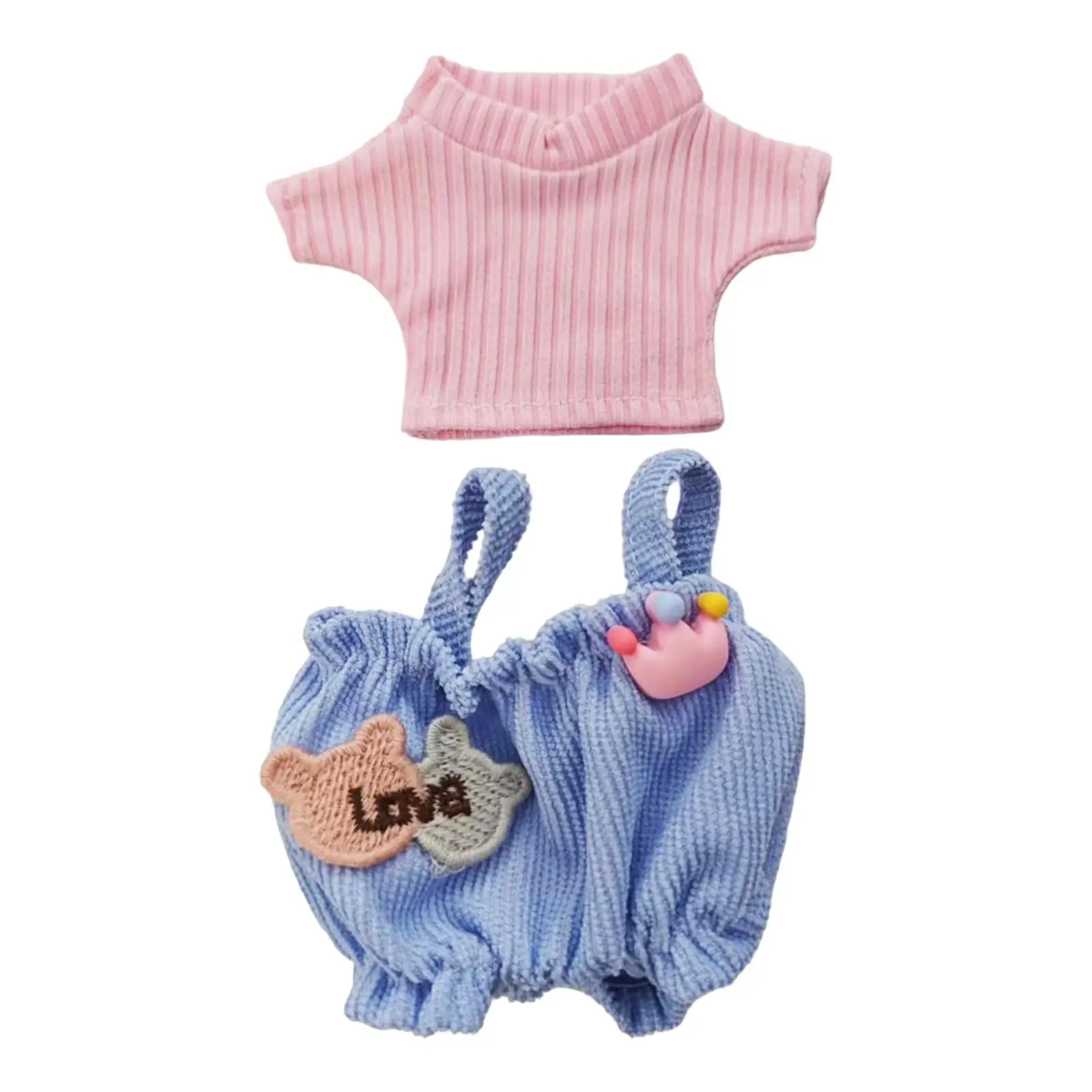 2Pcs Doll Clothes Plush Toy Accessories for 15cm or 17cm Plush Doll T Shirts Decoration Cute Dress up Doll Pants Outifits