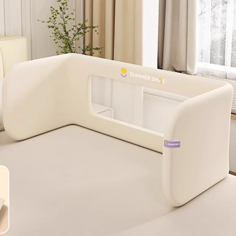 Marco reforzado con riel para cama de bebé plegable ‌   Tubos de aire engrosados, protector de cabecera antiapagado portátil con forma DIY, sueño seguro para recién nacidos - imagen 4