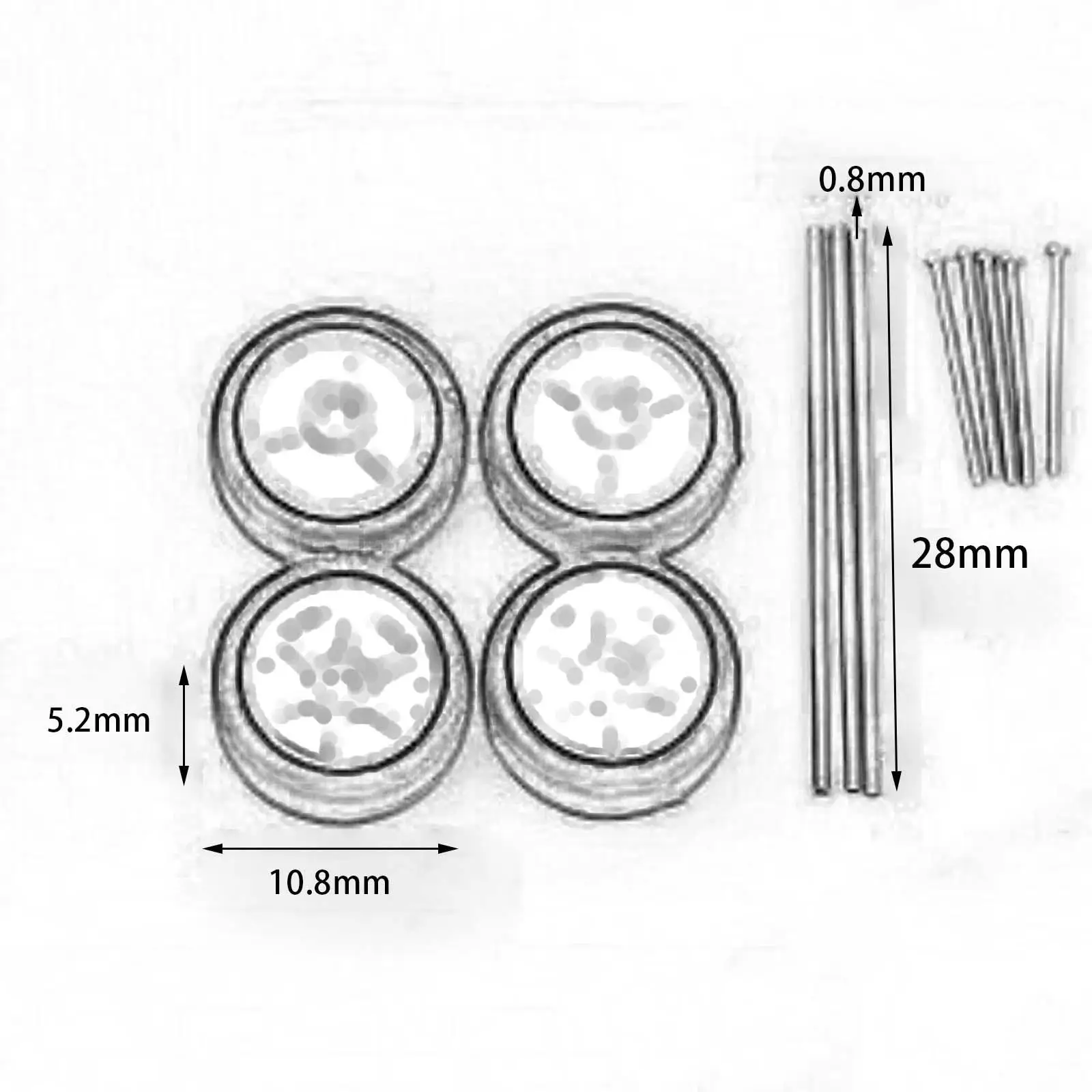 4x RC Car Wheels and Tires RC Upgrade Part Wheels Model RC Alloy Car Accessories for 1/64 RC Car DIY Accessory Spare Parts