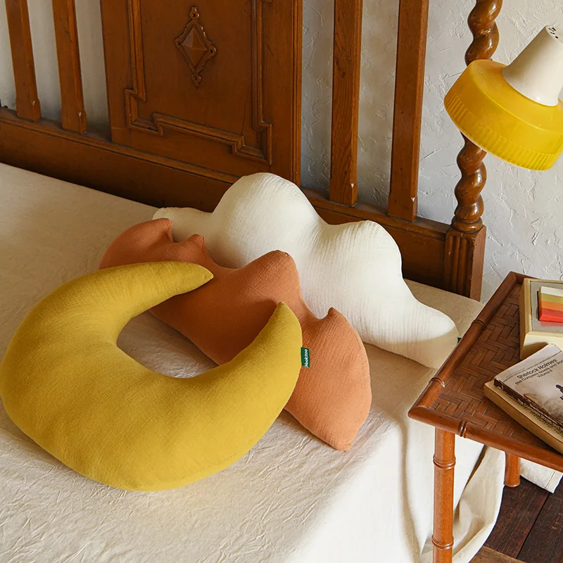 Almohada para siesta de gasa de algodón, estilo Luna, suave y calmante, almohada de lactancia, respaldo para bebé, ropa de cama, accesorios para recién nacidos - imagen 4