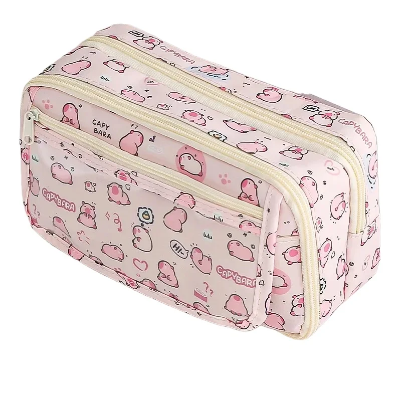 Estuche de lápices de capibara para estudiantes, bolsa de lápices creativa con pata de gato de dibujos animados de Anime, bolsa de almacenamiento de papelería de alta capacidad, 1 unidad - imagen 4