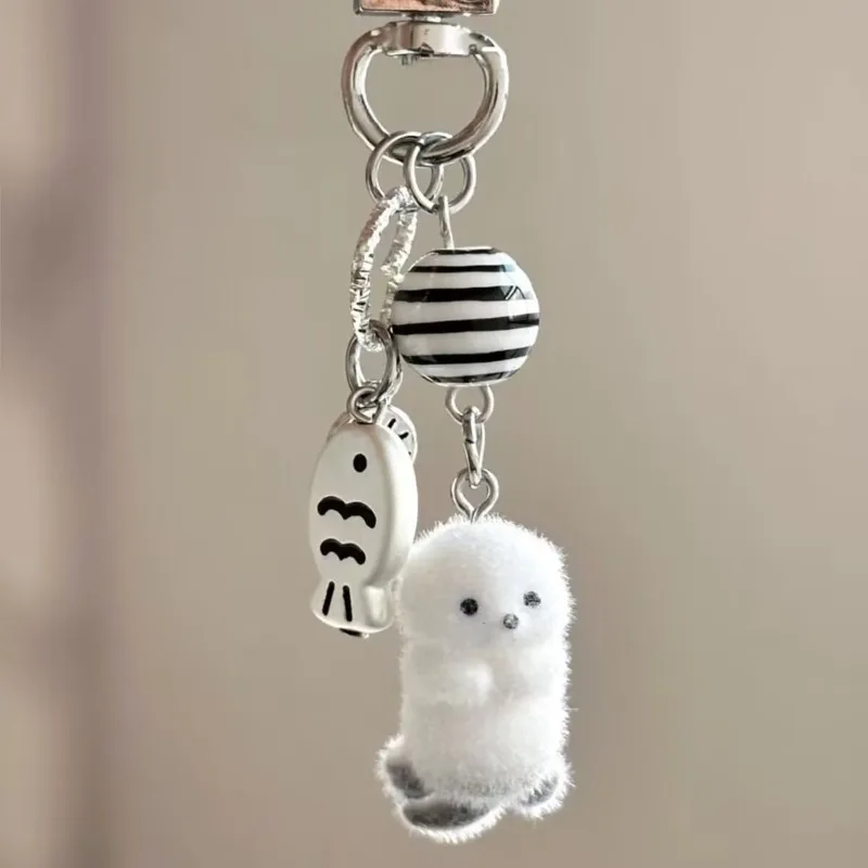 Correas para teléfono móvil con forma de gato, funda para auriculares con viñetas de animales, cordón, llavero, decoración para bolso, cadena flocada para teléfono, regalos para niña - imagen 5
