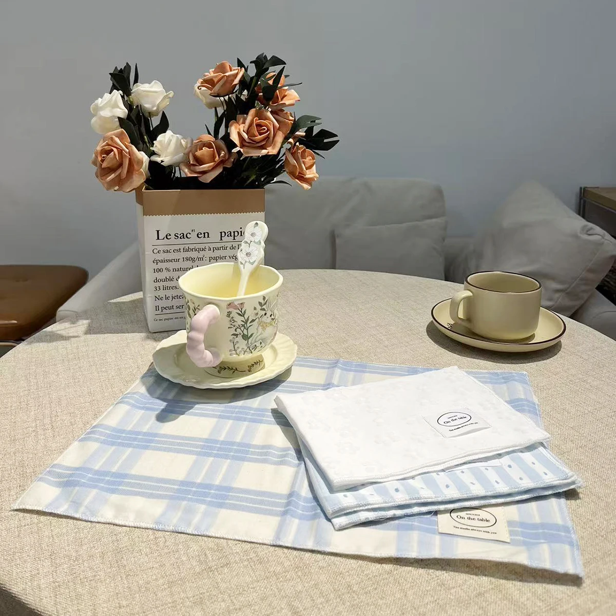 Mantel cuadros azul retro para bebé – Almohadilla aislante - imagen 5