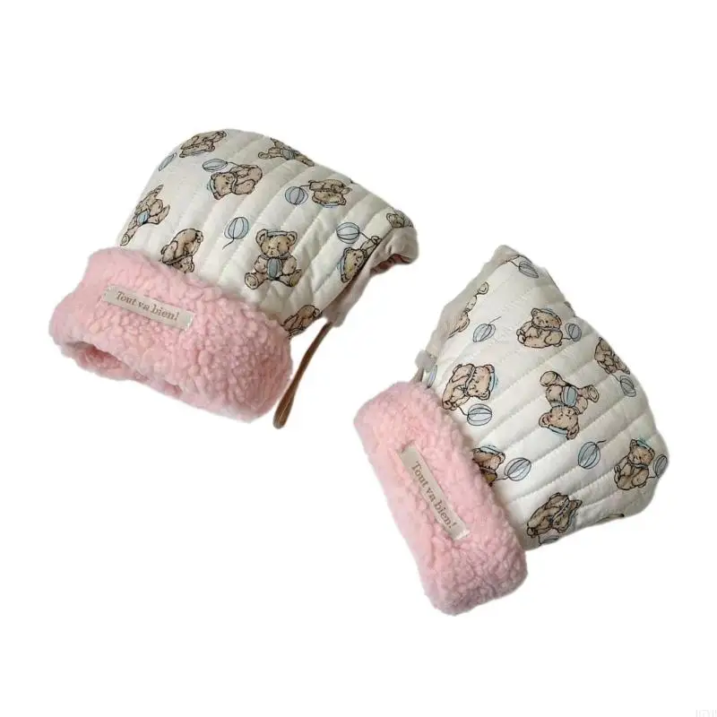 D7YD cochecito a prueba viento manoplas manoplas para deportes aire libre oso dibujos animados calentador manos - imagen 2