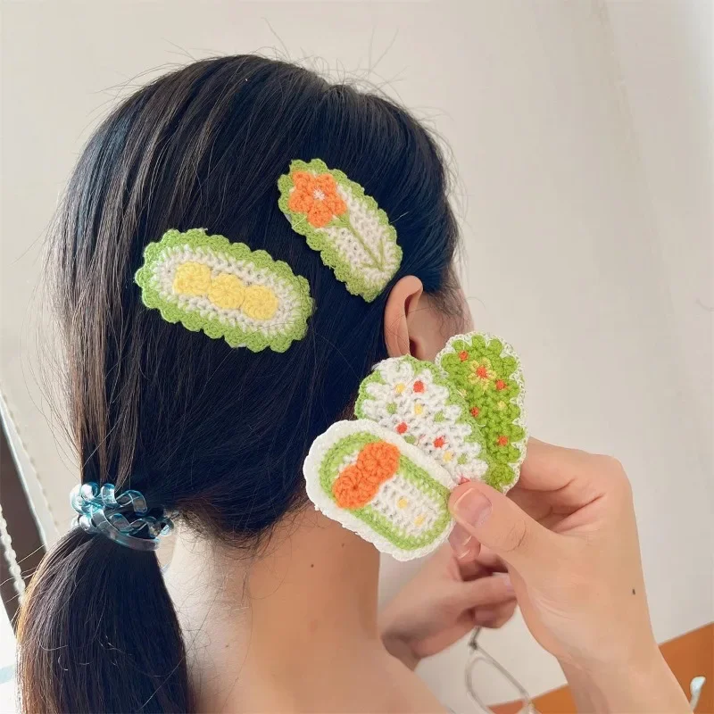 Pasadores de pelo florales felpa cereza para niñas - coreano suave - imagen 4