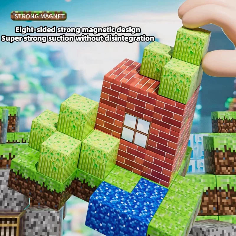 Juego de caja de almacenamiento de juguetes de bloques de construcción magnéticos, juguetes de montaje DIY para niños, bloques de juego de mesa, regalo de Navidad y Día de Acción de Gracias - imagen 2