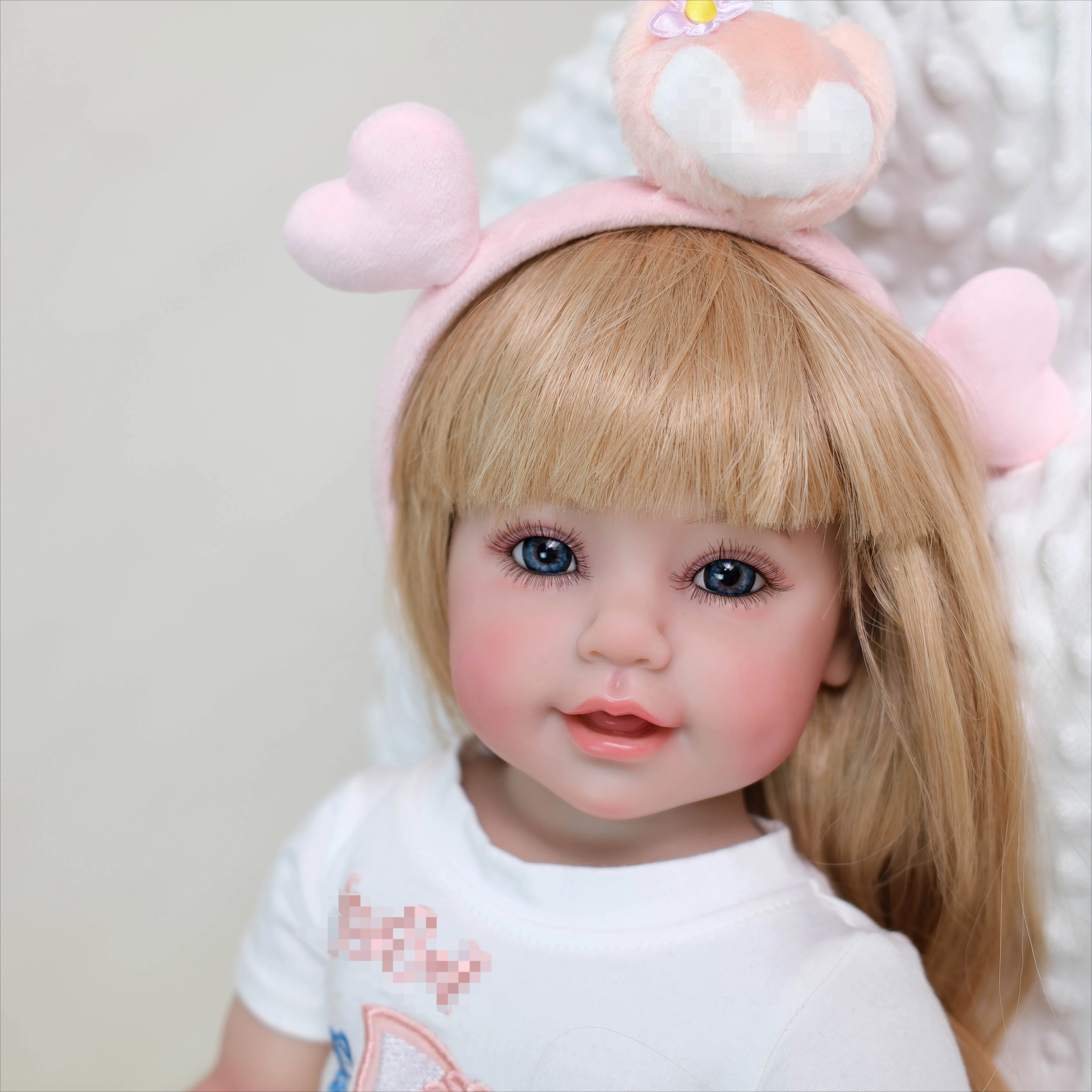 NPK 22 ''hecho a mano de cuerpo completo Viny Reborn niño bebé sonriente chica feliz pintura a mano piel 3D muñeca de arte realista coleccionable - imagen 2