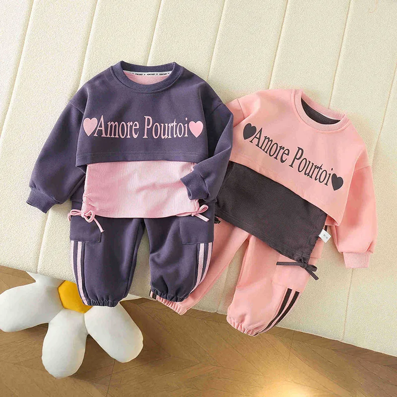 MILANCEL-Conjunto de ropa deportiva para niños de 1 a 6 años, traje con letras estampadas, Sudadera con capucha, camisola Y pantalones de chándal, 3 piezas, otoño, 2024 - imagen 2