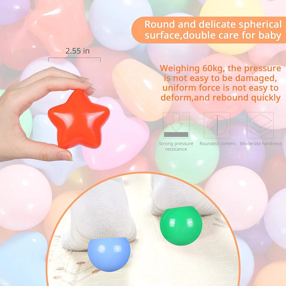 Bolas de piscina de bolas, paquete de 50 bolas de plástico a prueba de aplastamiento sin ftalatos, sin BPA, para fiestas de cumpleaños, parque infantil de piscina - imagen 4