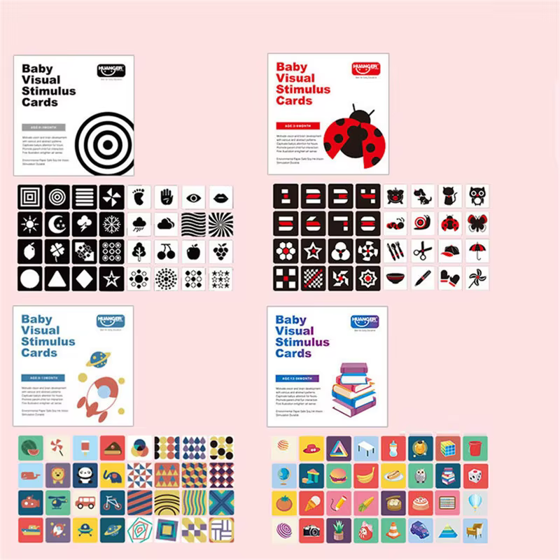Tarjetas visuales de alto contraste para recién nacidos – Estimulación Montessori