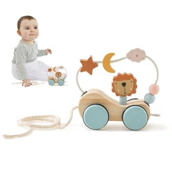 Coche de madera para bebé - Juguete Montessori en haya con estrellas