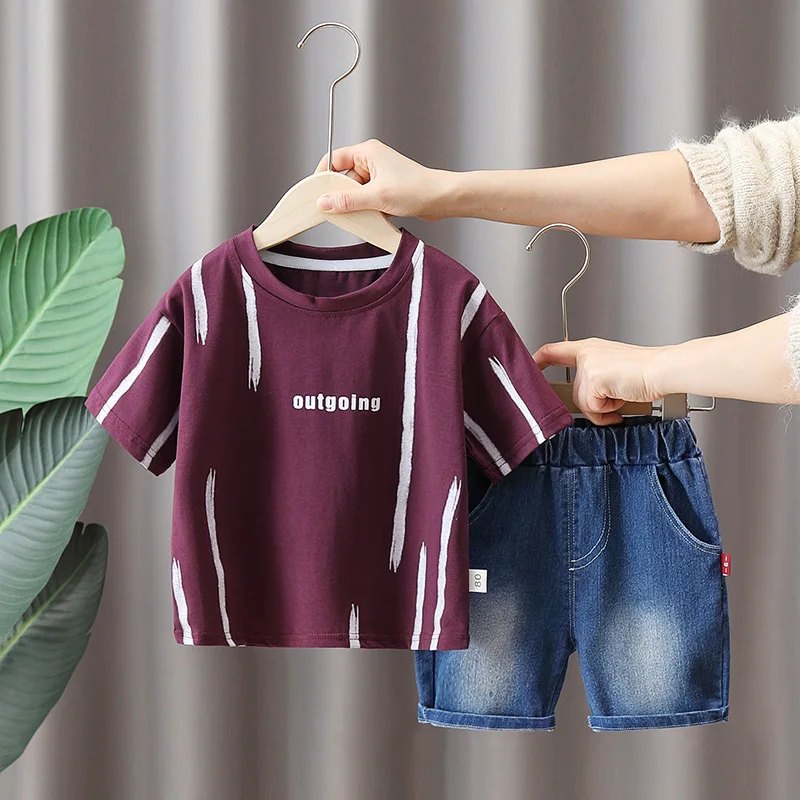 Nueva ropa de verano para bebés, traje para niños, camiseta de manga corta, pantalones cortos, 2 unids/set, trajes para niños pequeños, disfraz infantil, chándales para niños - imagen 4
