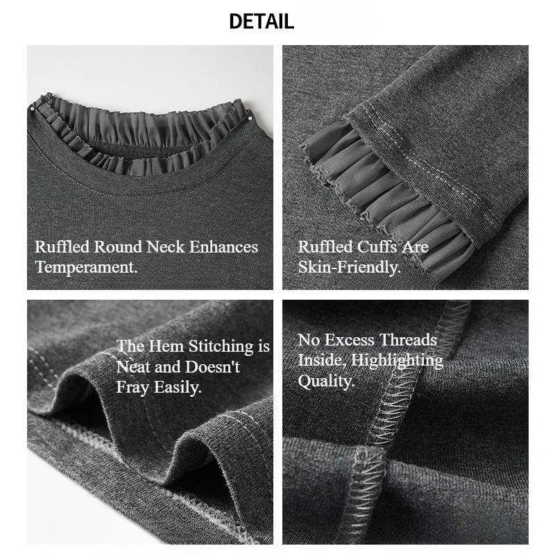 Camiseta de encaje con cuello levantado para mujer, Top de capas elegante de gama alta de manga larga para otoño/invierno, Halloween, para uso interior o exterior - imagen 5