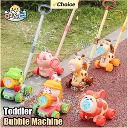 Toddler Turnip Rabbit Bubble Machine Trolley Push with Light Bubbles Soap Blowing Party Outdoor Children's Toys for Kids Gifts