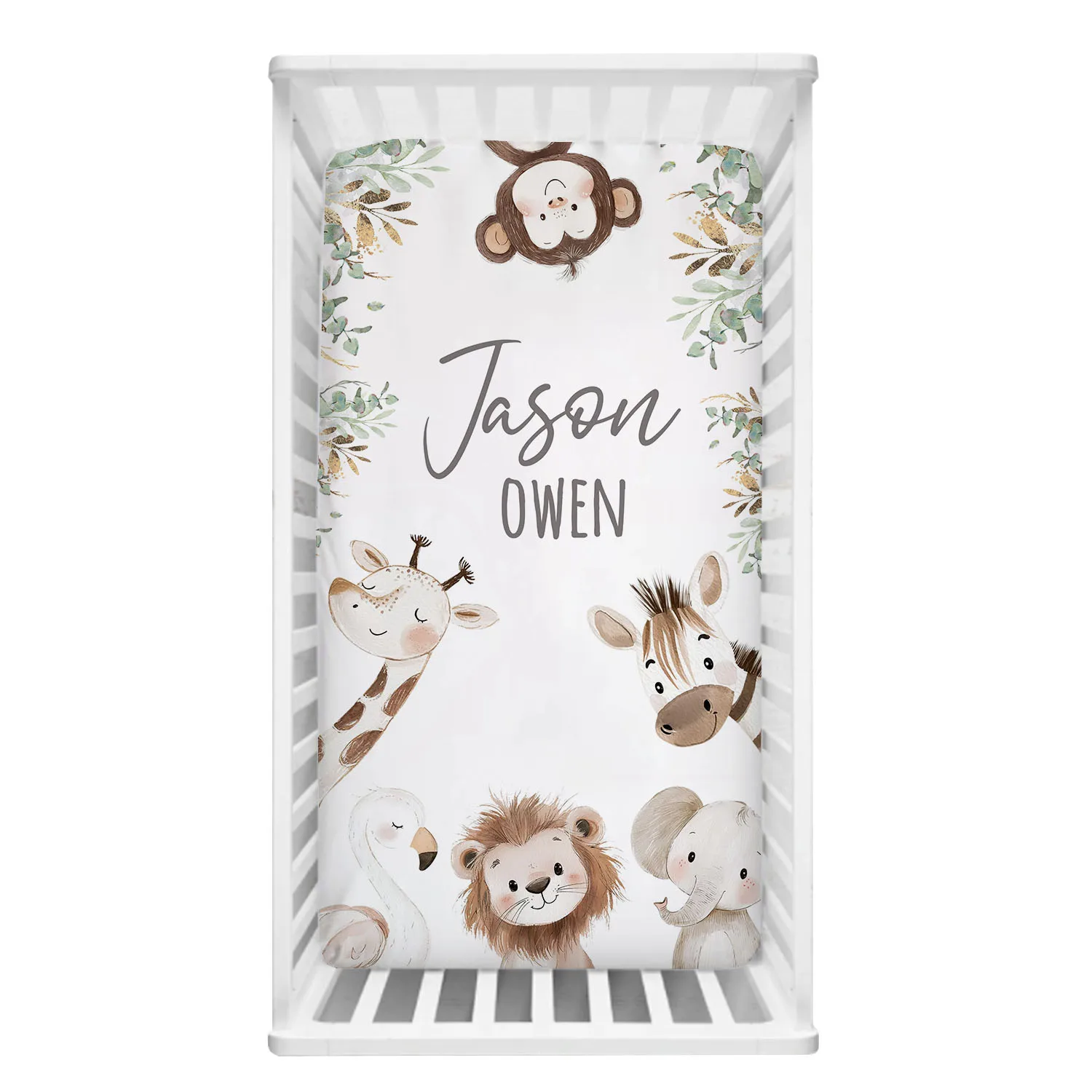 LVYZIHO Juego de ropa cuna bebé, safari acuarela personalizado - imagen 4