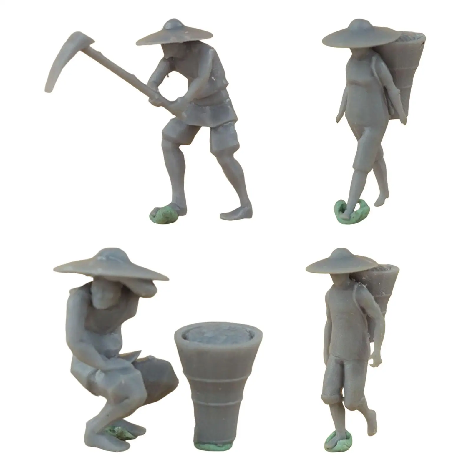 1/87 Farmer Figurine Model Character Model Architectural Diorama Scenery Tiny People Model Play Figure for Sand Table