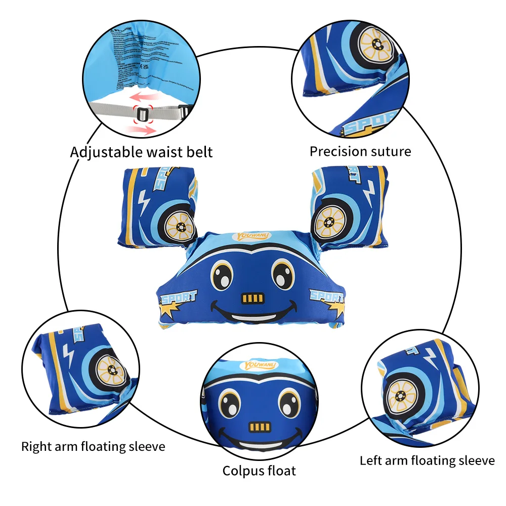 Traje de baño grueso de alta flotabilidad para niños, cinturón ajustable, anillo de brazo no inflable, chaleco salvavidas, chaqueta de natación, accesorios para niños, Verano - imagen 4