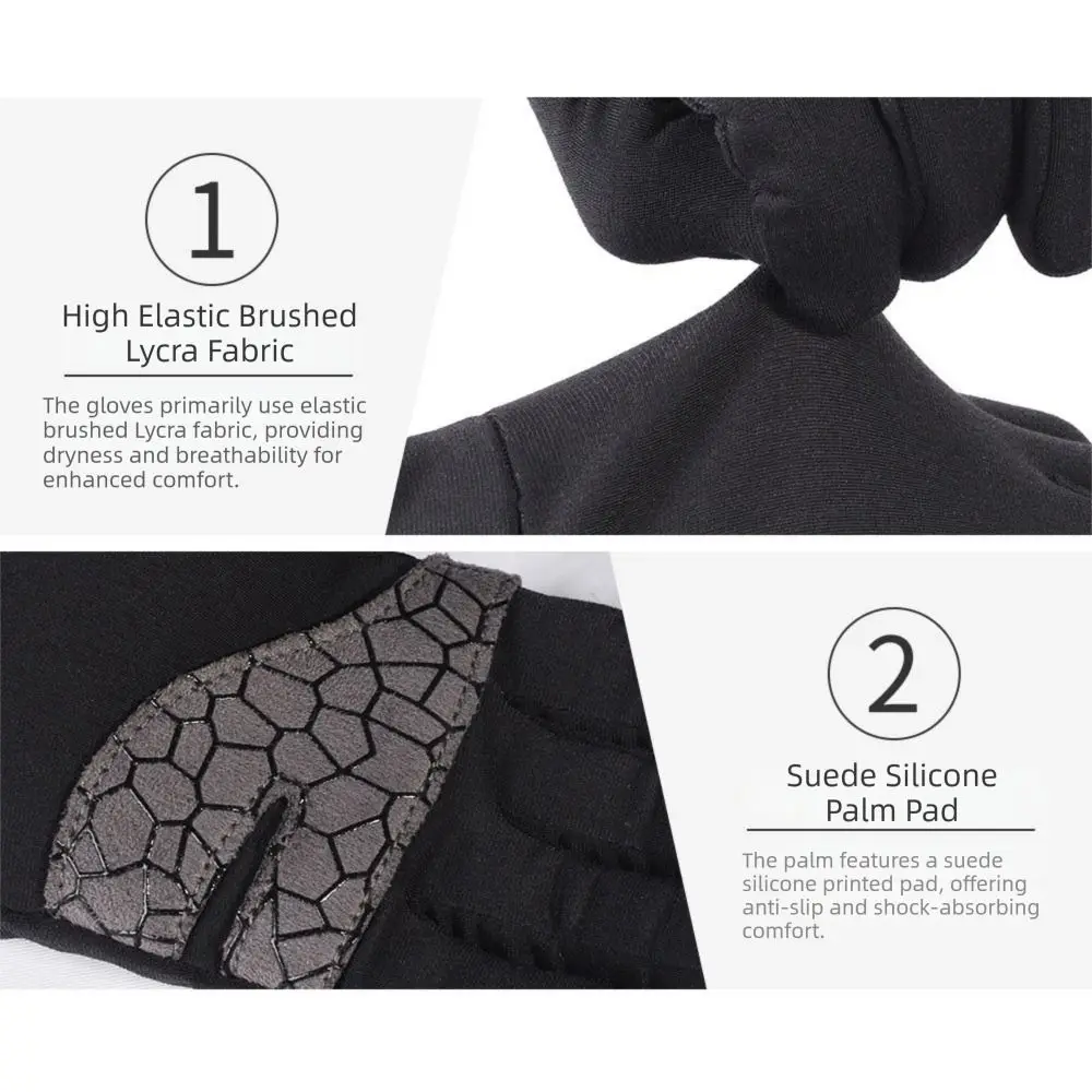 Guantes de ciclismo para niños con absorción de sudor, antideslizantes, a prueba de viento, cálidos, elásticos, para ciclismo deportivo - imagen 4