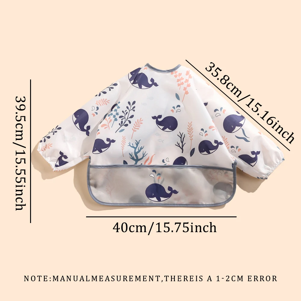 Babero impermeable manga larga bebé – Protector comidas sin manchas - imagen 3