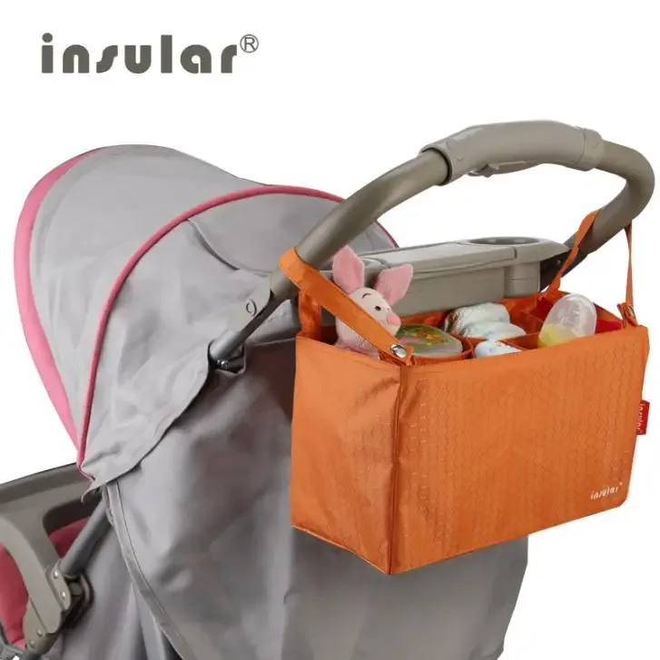Carrito impermeable colgante portátil de poliéster 600D, bolsa de pañales de viaje para mamá y bebé, cochecito térmico, bolsa de pañales colgante, forro interior
