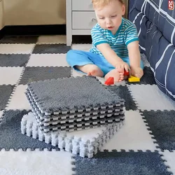 1-10 Uds. Alfombrillas de espuma de felpa, alfombrillas cuadradas de espuma, baldosas entrelazadas esponjosas para dormitorio, jardín de infantes, parque infantil