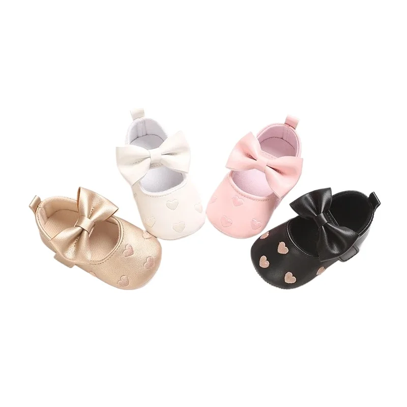 Zapatos de bebé otoño suela blanda antideslizante con lazo y corazón