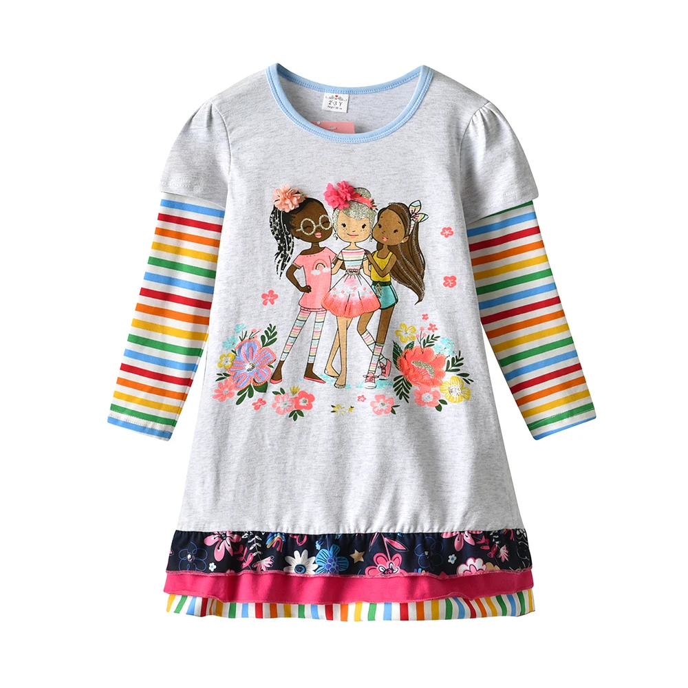 DXTON vestido primavera niña estampado floral con manga arcoíris - imagen 2