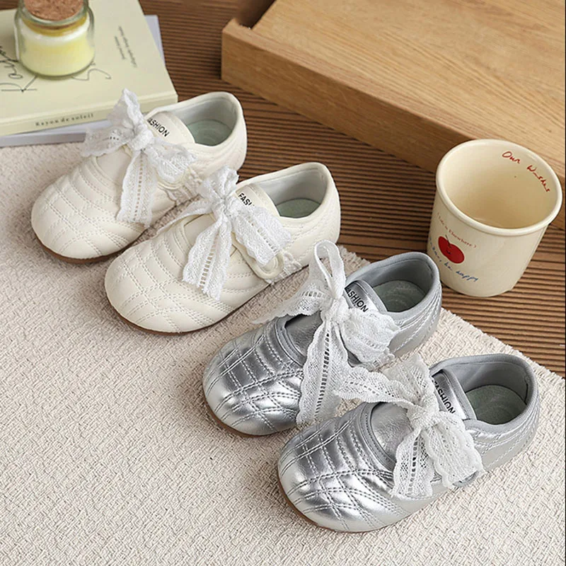 Zapatos de cuero para niñas con cordones y suela suave - imagen 3