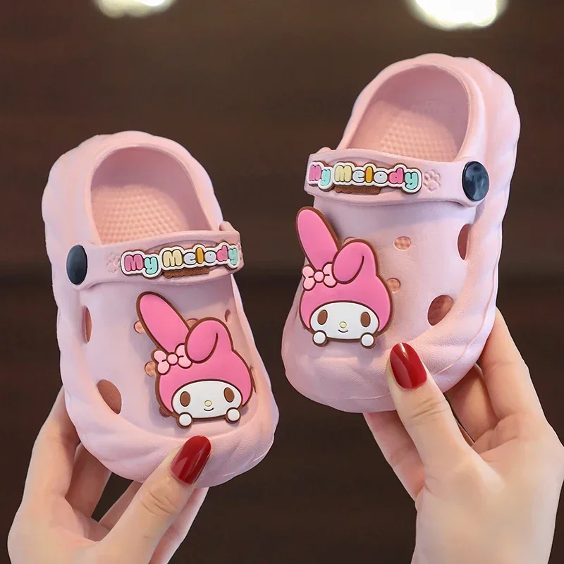 Zapatillas Kawaii Sanrio de verano para niños, zapatillas de interior de dibujos animados de Anime Kuromi Cinnamoroll para niños, chanclas antideslizantes para el hogar, regalo para niñas - imagen 5