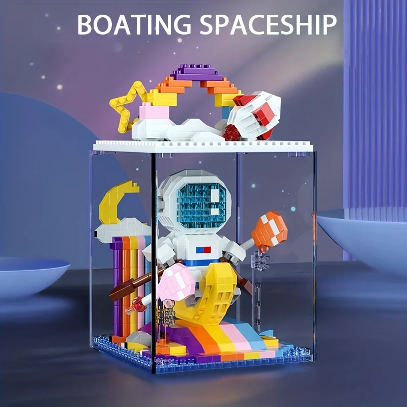 Juego de juguetes de bloques de construcción de astronauta Spaceman con caja de presentación, decoración de escritorio, Mini ladrillos, juguetes DIY para niños, regalos de vacaciones - imagen 4