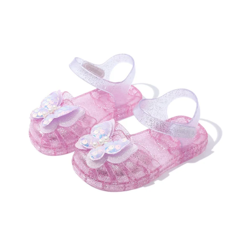 Sandalias para niños 2025, novedad de verano, zapatos para niñas, zapatos antideslizantes de suela blanda para niñas, zapatos de princesa, sandalias de gelatina para niñas con mariposas a la moda - imagen 5