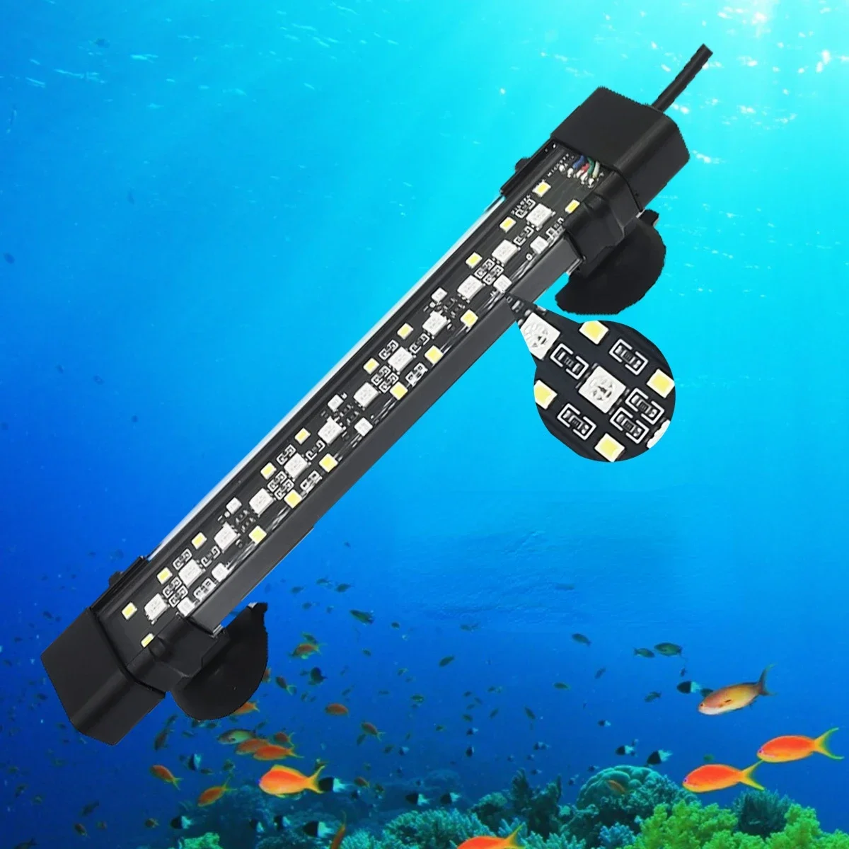 20-70cm pecera 24/7 iluminación de espectro completo luz LED decoración de acuario lámpara de crecimiento de plantas acuáticas IP68 impermeable agua dulce