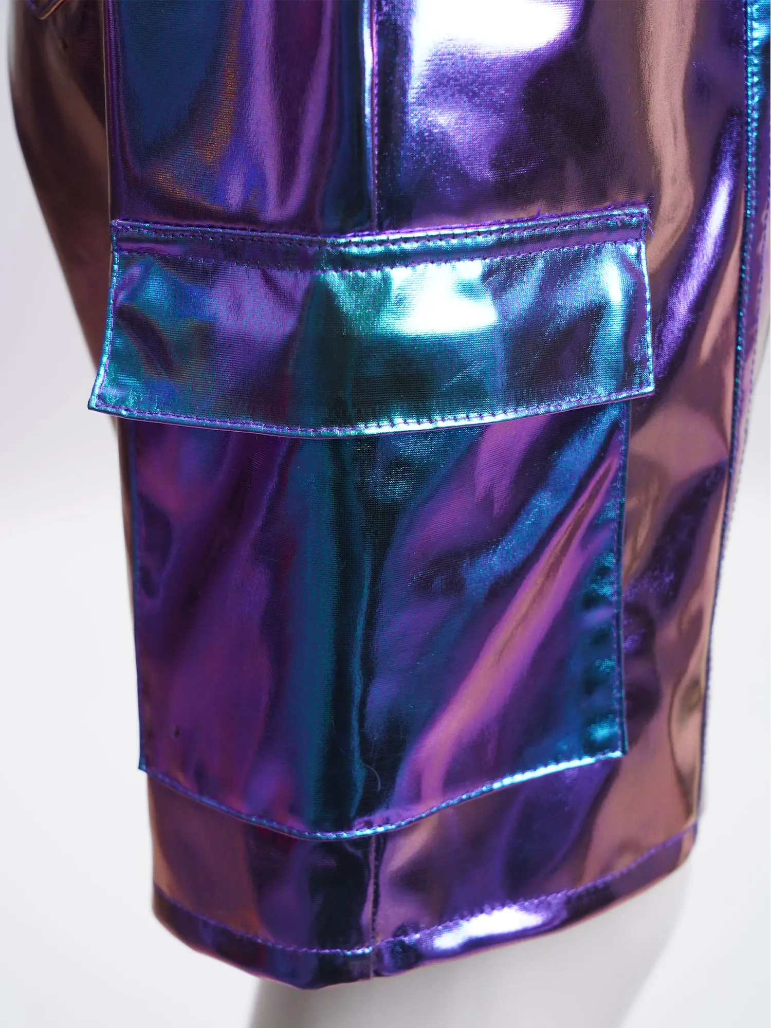 Calzoncillos tipo bóxer de baile de Jazz para niñas, pantalones cortos tipo Cargo metálicos con cintura elástica, disfraces para actuación en escenario de baile de Jazz de Hip-Hop - imagen 5