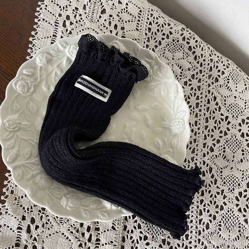 1 par de calentadores de piernas de punto con doble letra informales coreanos para niños, puños de botas de otoño, calcetines apilables de media pantorrilla para estudiantes y niños - imagen 5