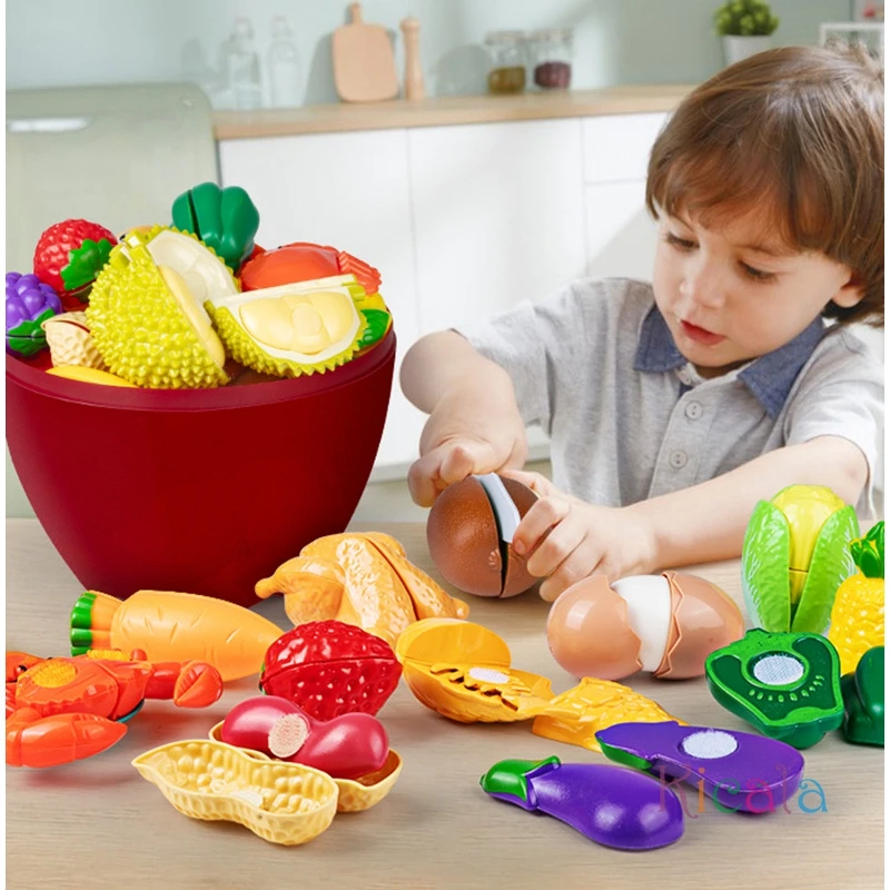 1 Juego de plástico para cortar frutas y verduras, juego educativo de cocina, juguete para juego de imitación con manzanas grandes, Ideal para regalos de navidad - imagen 2