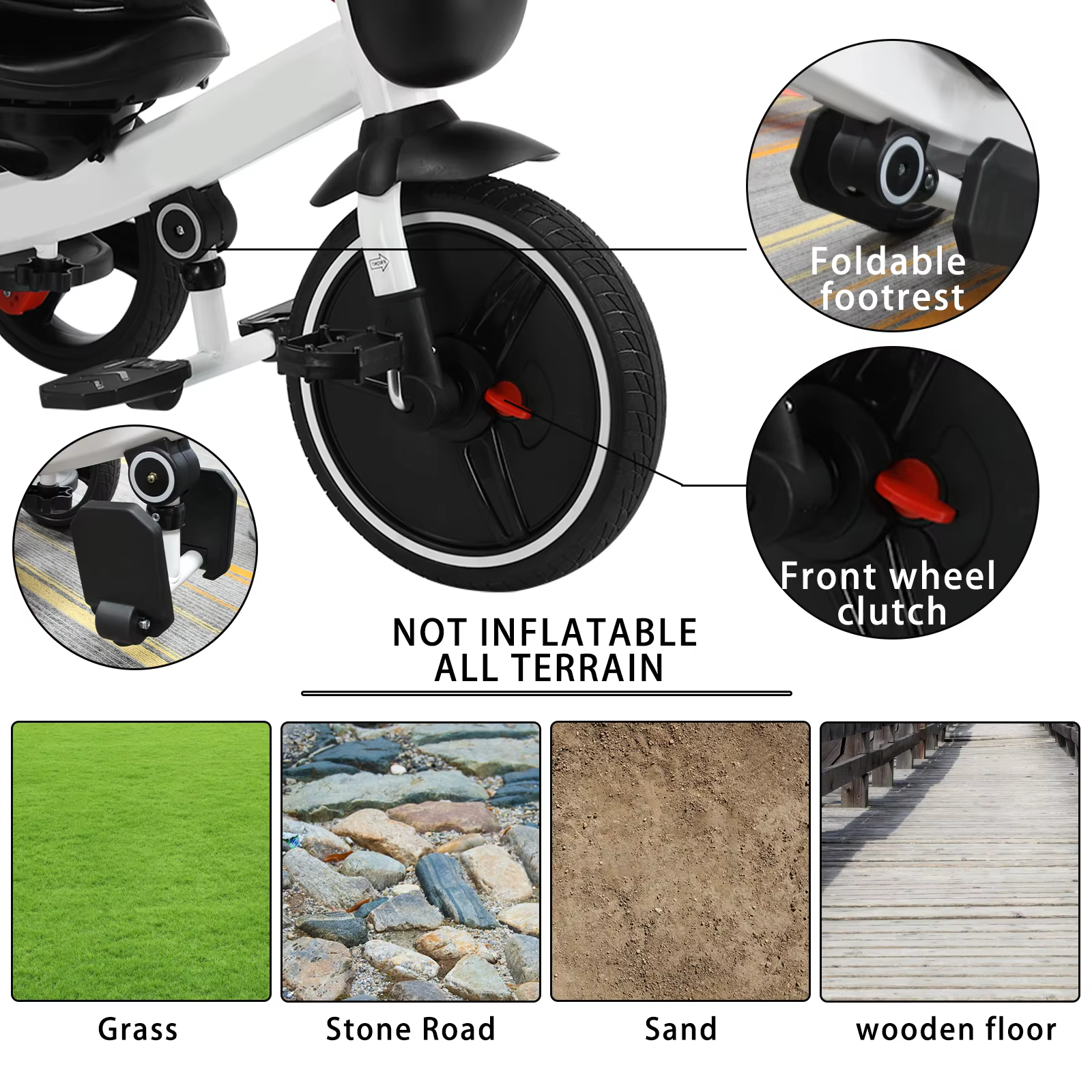 UBRAVOO Triciclo basculante 360° con posición reclinable para niños - imagen 5