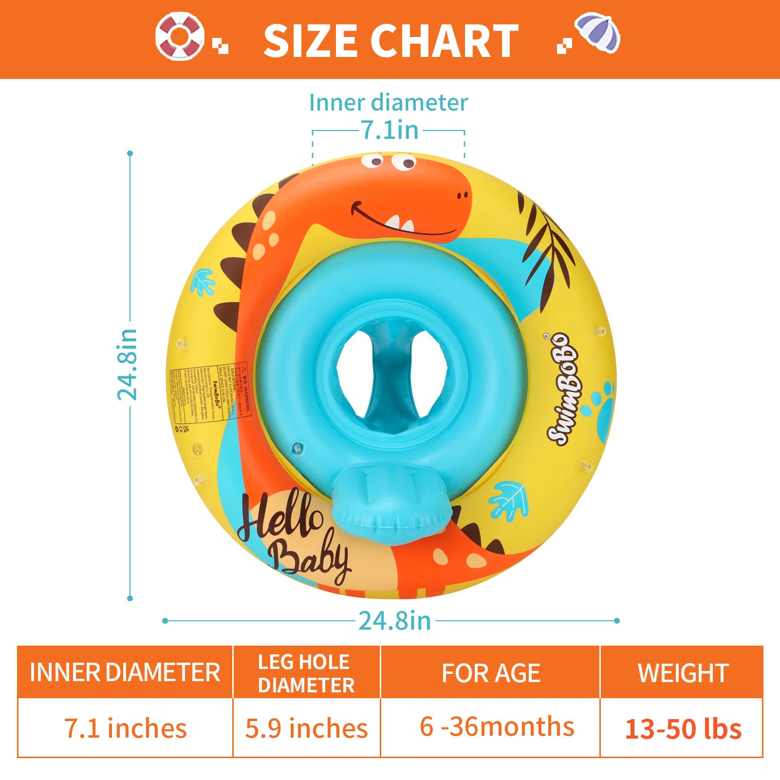 Flotador dinosaurio con dosel para niños – Swimbobo - imagen 5